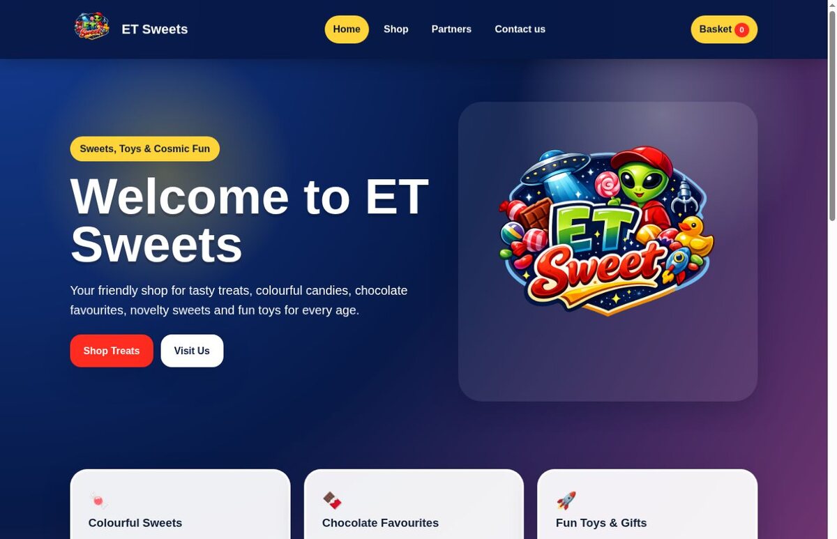 ET Sweets ecommerce website