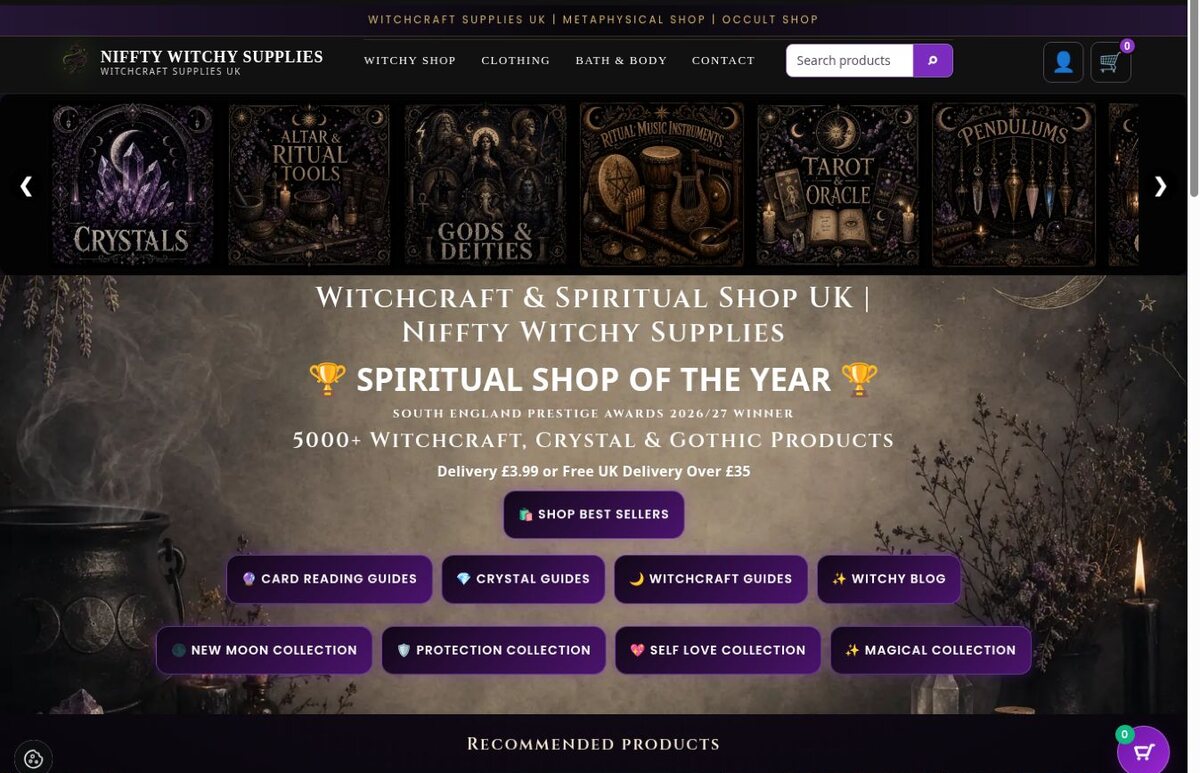 Niffty Witchy Supplies ecommerce website